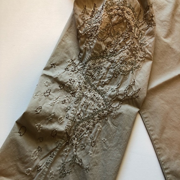 Lucky Brand Khaki Pants with Dragon Leg Embroidery - Picture 2 of 8